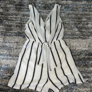 White and black striped romper